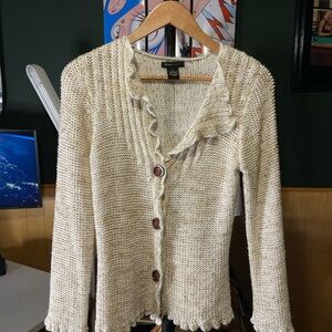 BCBG Cream Textured Knit Cardigan